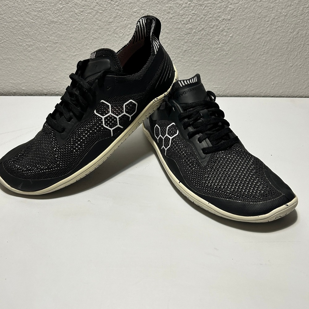 Vivobarefoot Geo Racer Knit Mens US 8 EU 41 Black Running Shoes 302054-01